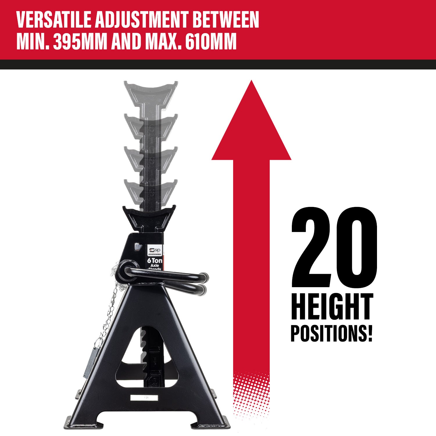 SIP Ratchet Type Axle Stands, 6 Tonne (03641)