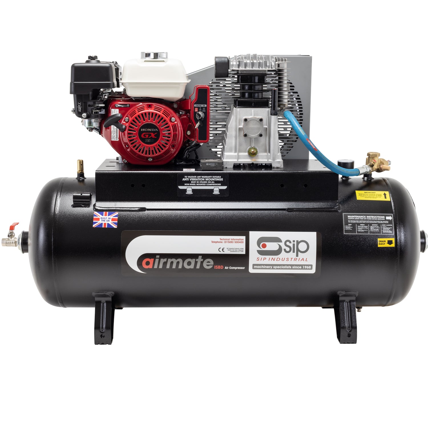 SIP AIRMATE ISHP5.5/150ES 150L Industrial Petrol Air Compressor, 5.5hp (04551)