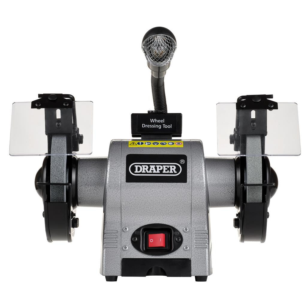 Draper Heavy-Duty Bench Grinder with Worklight, 150mm, 370W (05095)