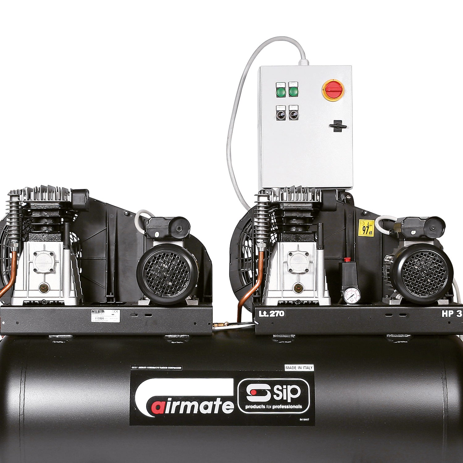 SIP AIRMATE B3800/270 270L Tandem Belt Drive Air Compressor, 6hp (05251)