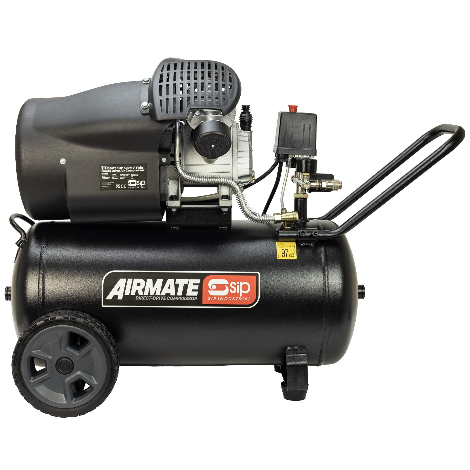 SIP AIRMATE DDVT 50L V-Twin Direct Drive Air Compressor, 3hp (05325)