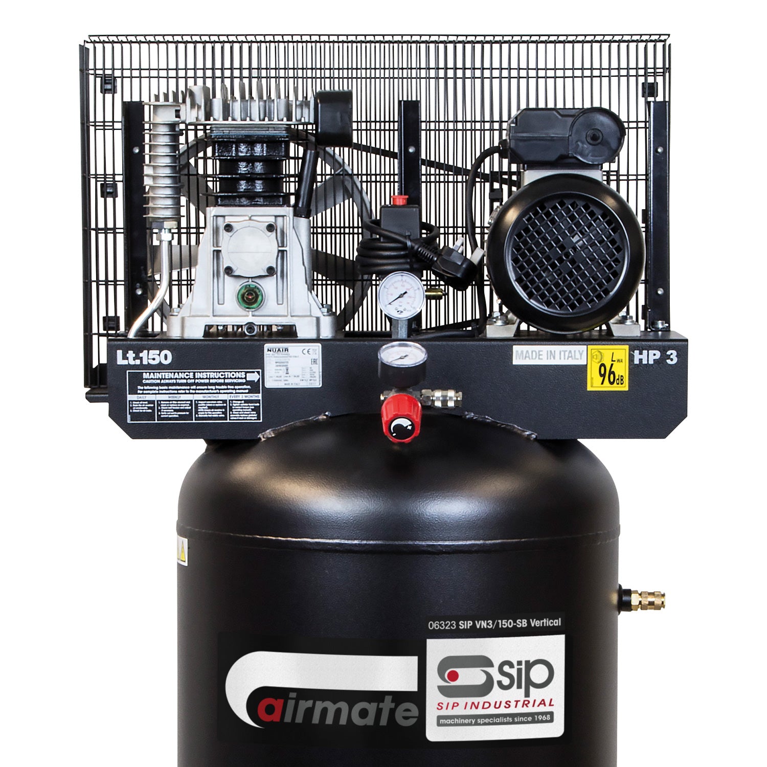 SIP AIRMATE VN3/150-SB 150L Vertical Belt Drive Air Compressor, 3hp (06323)