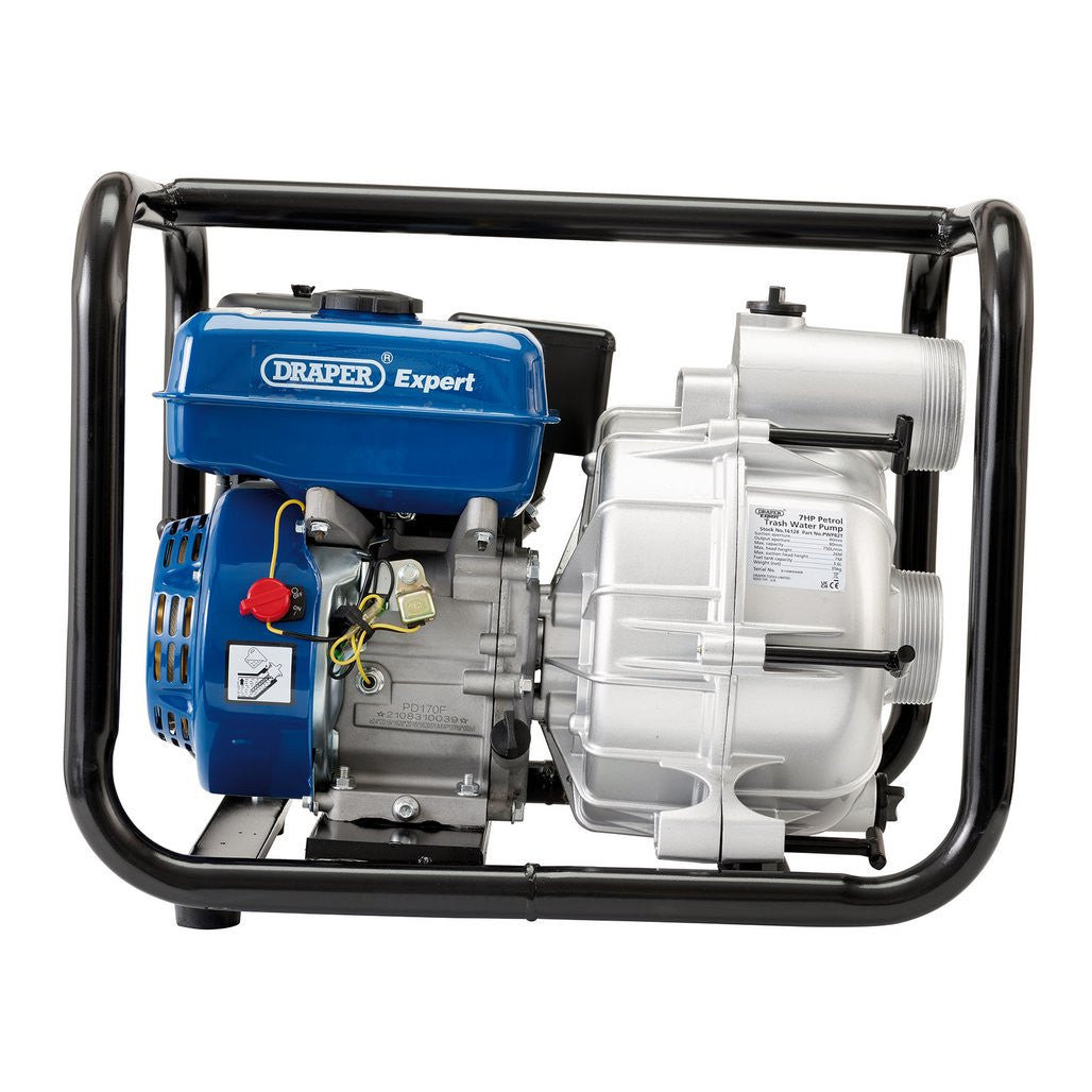 Draper Expert Petrol Trash Water Pump 80mm, 750L/min, 7hp (16128)