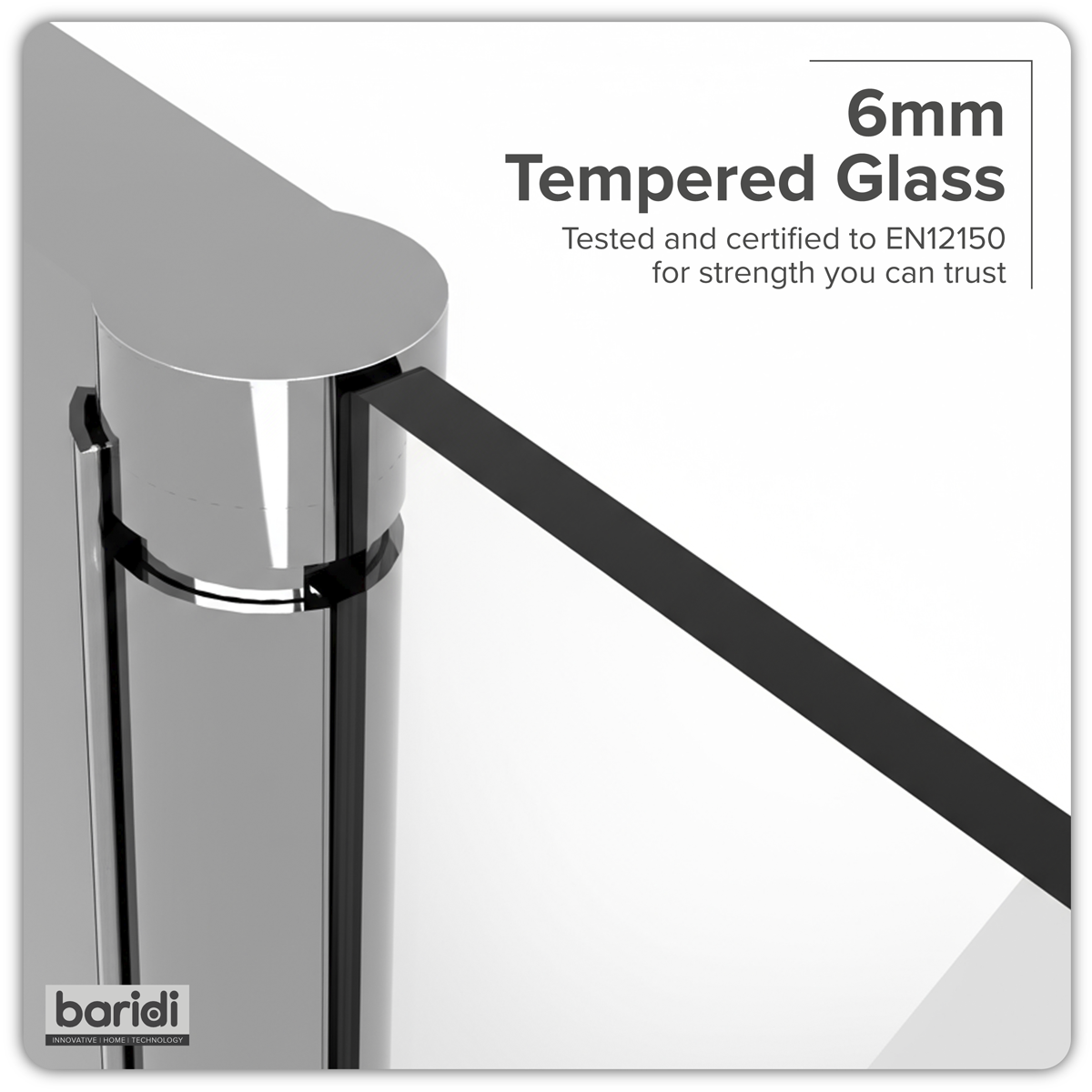 Pivot Shower Door 800 x 1850mm, 6mm Tempered Glass, Reversible - Chrome