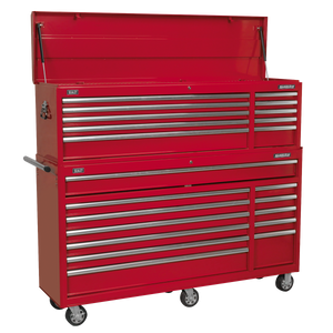 Topchest & Rollcab Combination 23 Drawer with Ball-Bearing Slides - Red