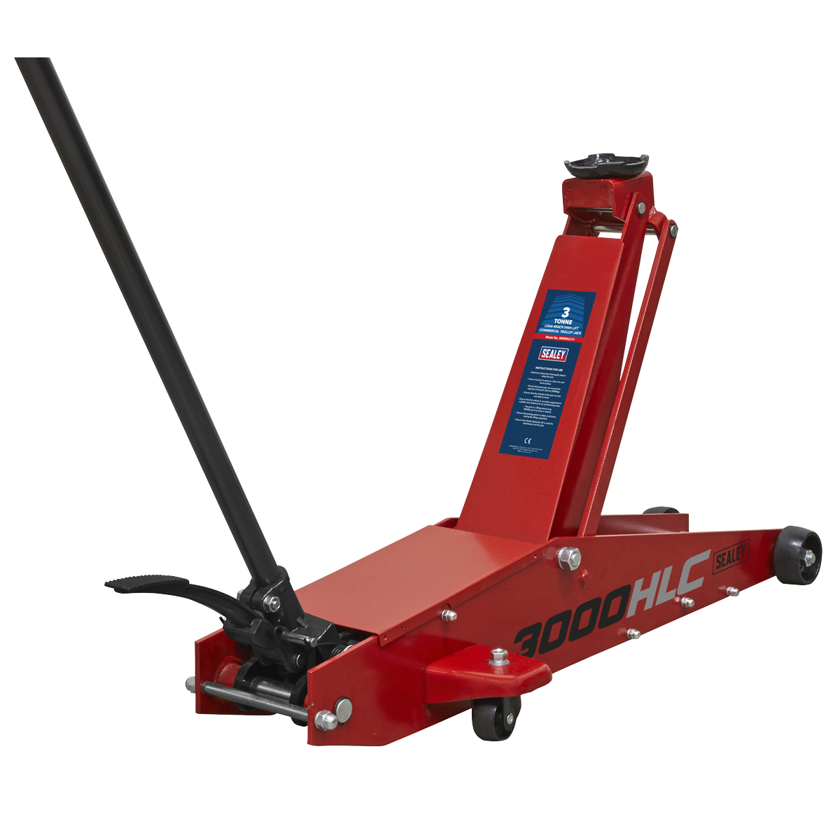 Premier Long Reach High Lift Trolley Jack 3 Tonne