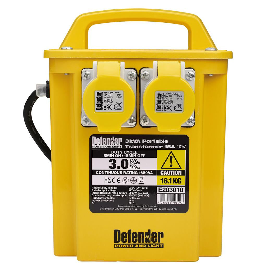 Draper Defender 110V Portable Transformer, 3.3kVA (35022)