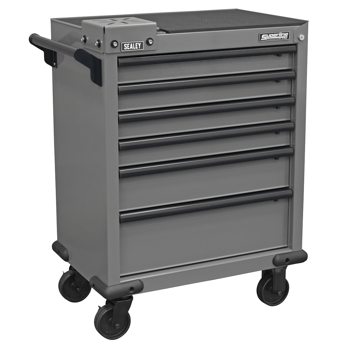 Superline PRO® Rollcab 6 Drawer with Vice Base - Grey/Black