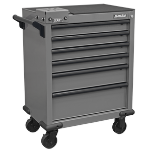 Superline PRO® Rollcab 6 Drawer with Vice Base - Grey/Black