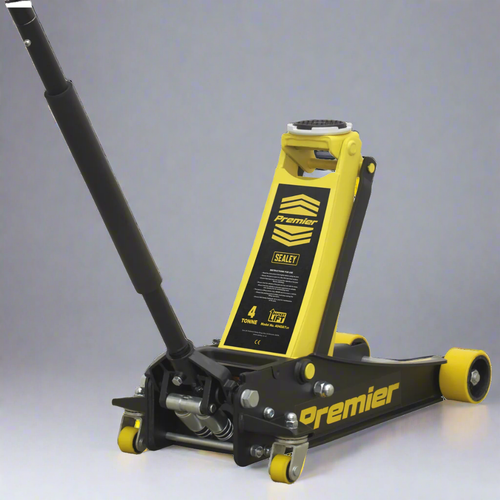 Premier Low Profile Trolley Jack with Rocket Lift 4 Tonne - Yellow