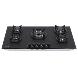 Baridi 90cm Gas Hob Matt Black 5 Burners Cast Iron Supports & Auto Ignition 10.4kW