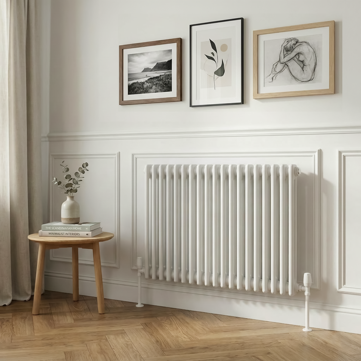 Baridi Horizontal Traditional 2 Column Radiator 600 x 832mm – White