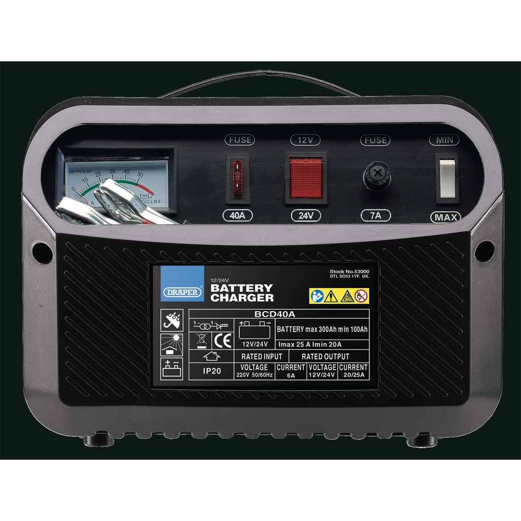 Draper 12/24V Battery Charger, 20-25A (53000)