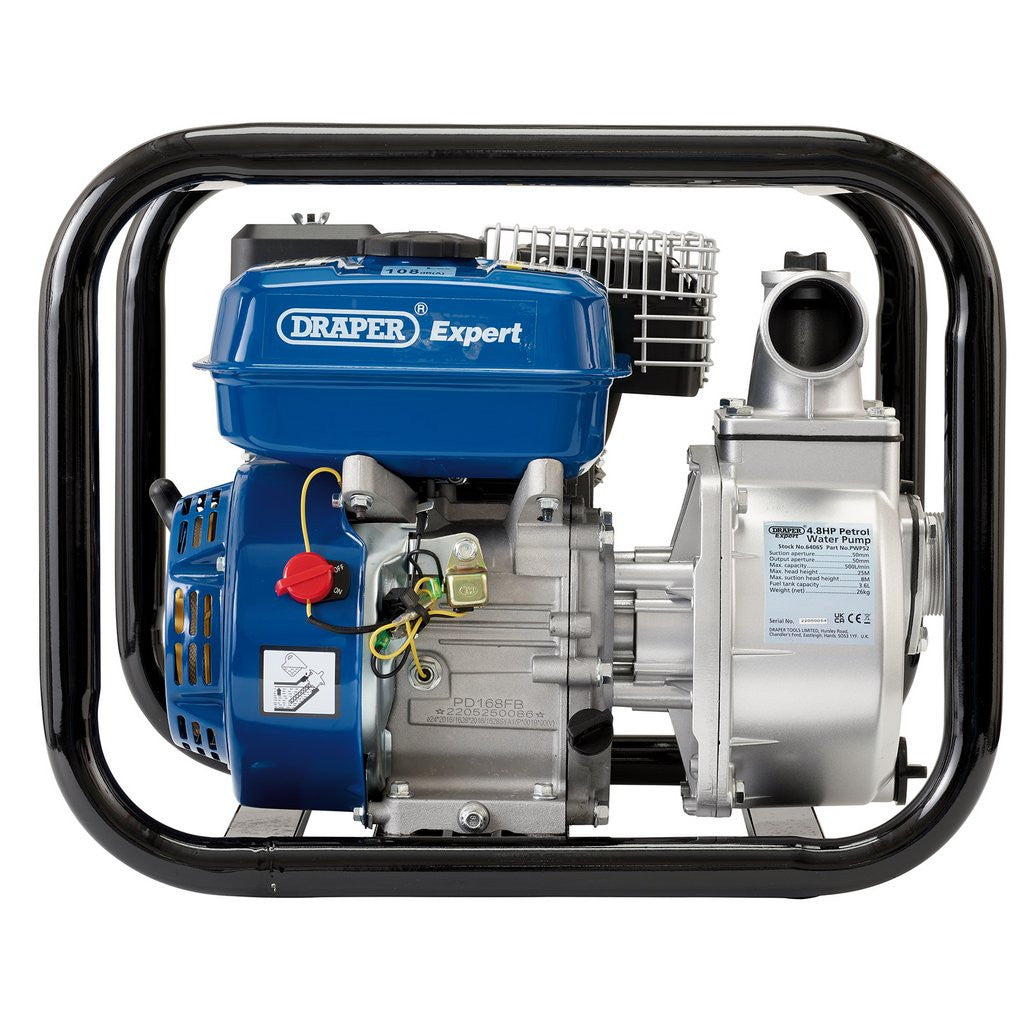 Draper Expert Petrol Water Pump 50mm, 500L/Min, 4.8hp (64065)