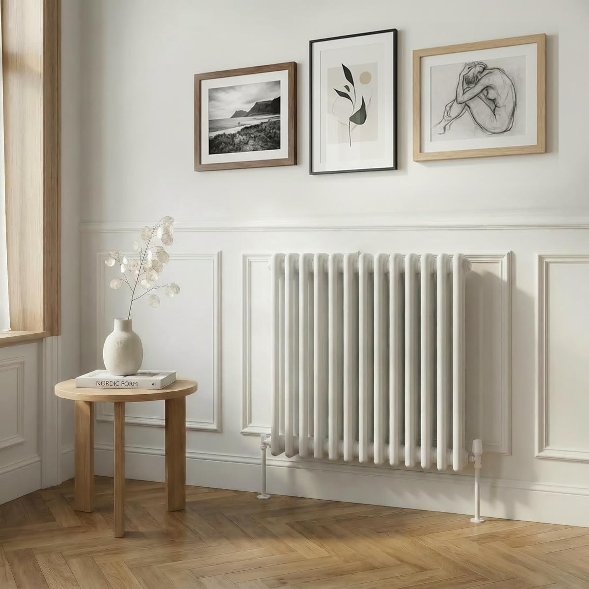 Baridi Horizontal Traditional 2 Column Radiator 600 x 607mm – White