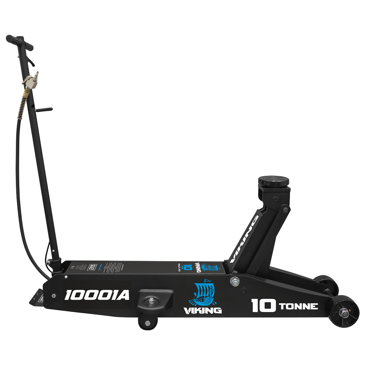 Viking Professional Long Reach Air/Manual Operation Trolley Jack with Rocket Lift 10 Tonne