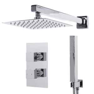 Concealed Thermostatic Shower Set 20 x 20cm Square Head & Hand Shower - Chrome