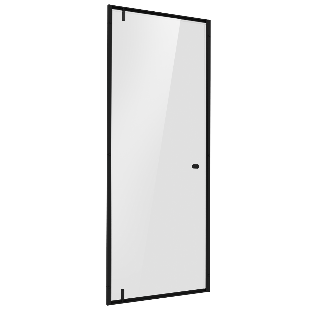 Hinged Shower Door 800 x 1850mm, 6mm Tempered Glass, Reversible - Black
