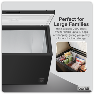 Baridi Freestanding Chest Freezer 299L Capacity - Black