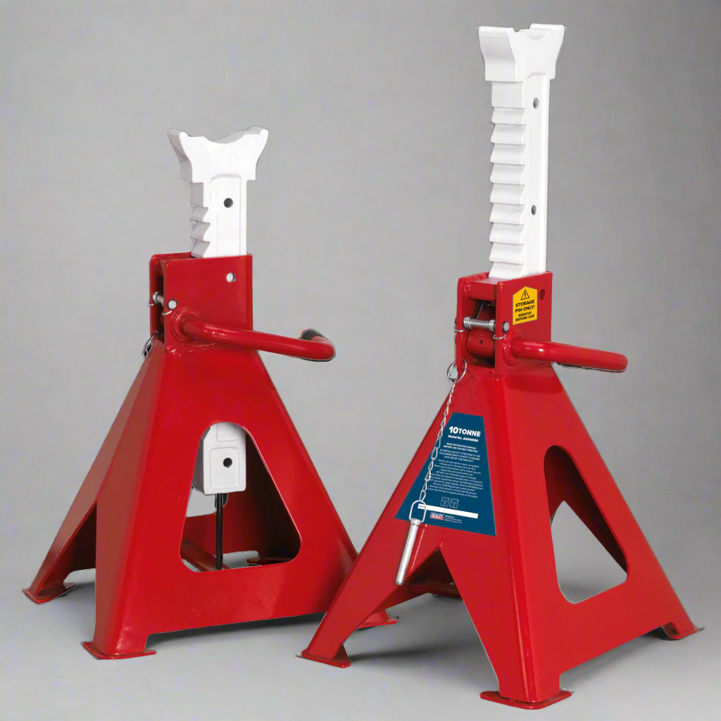 Sealey AAS10000 Auto Rise Ratchet Axle Stands (Pair), 10 Tonne Capacity