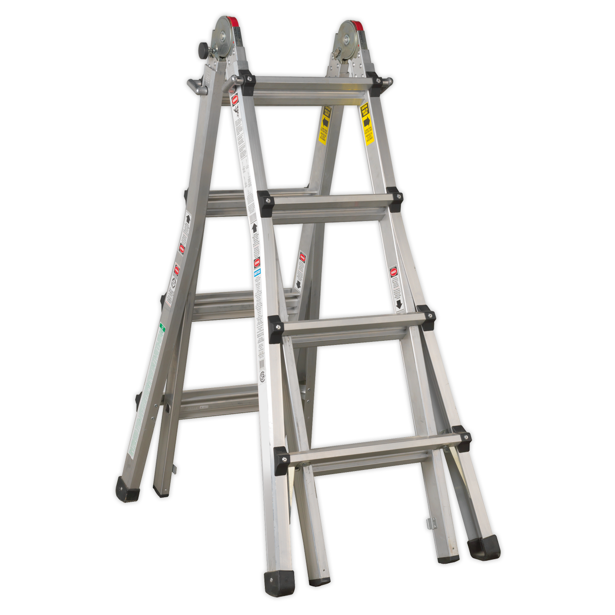 Aluminium 4-Way Telescopic Adjustable-Height Ladder - EN 131