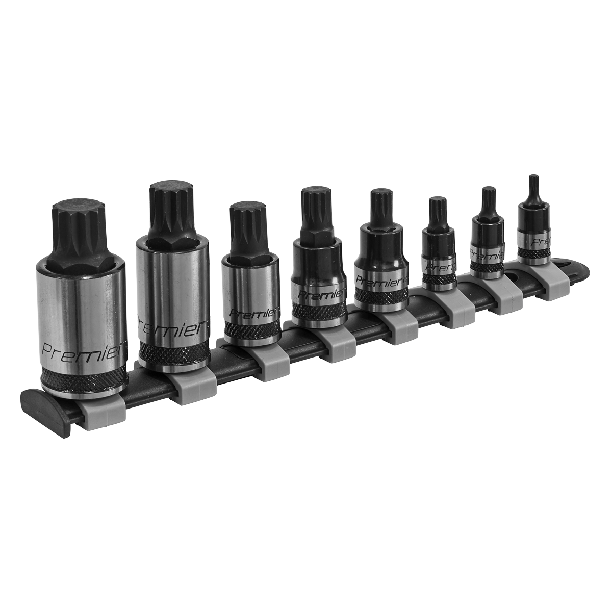 Premier Black Spline Socket Bit Set 1/4", 3/8" & 1/2"Sq Drive 8pc