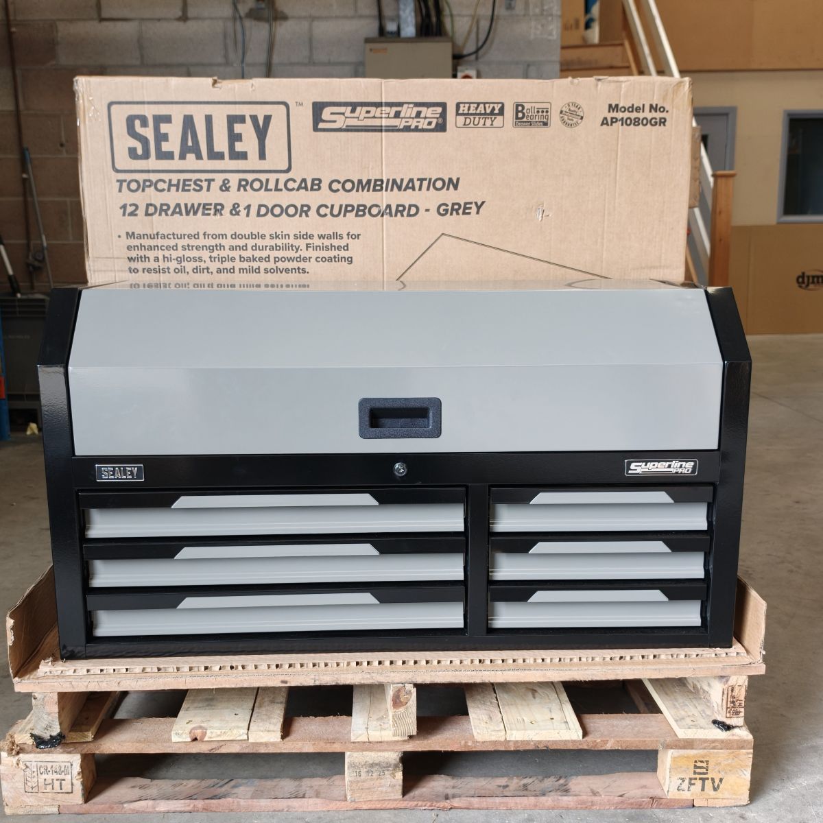 Superline PRO® Topchest & Rollcab Combination, 12 Drawer, Grey (AP1080GR) (Factory Refurbished C)