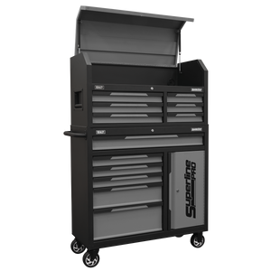 Superline Pro® Topchest & Rollcab Combination 12 Drawer & 1 Door Cupboard - Grey