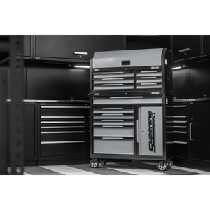 Superline Pro® Topchest & Rollcab Combination 12 Drawer & 1 Door Cupboard - Grey