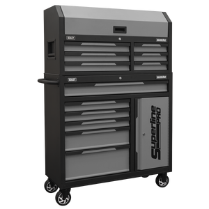 Superline Pro® Topchest & Rollcab Combination 12 Drawer & 1 Door Cupboard - Grey