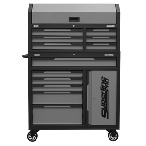 Superline Pro® Topchest & Rollcab Combination 12 Drawer & 1 Door Cupboard - Grey