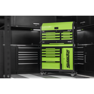 Superline Pro® Topchest & Rollcab Combination 12 Drawer & 1 Door Cupboard - Green