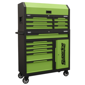 Superline Pro® Topchest & Rollcab Combination 12 Drawer & 1 Door Cupboard - Green
