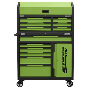 Superline Pro® Topchest & Rollcab Combination 12 Drawer & 1 Door Cupboard - Green