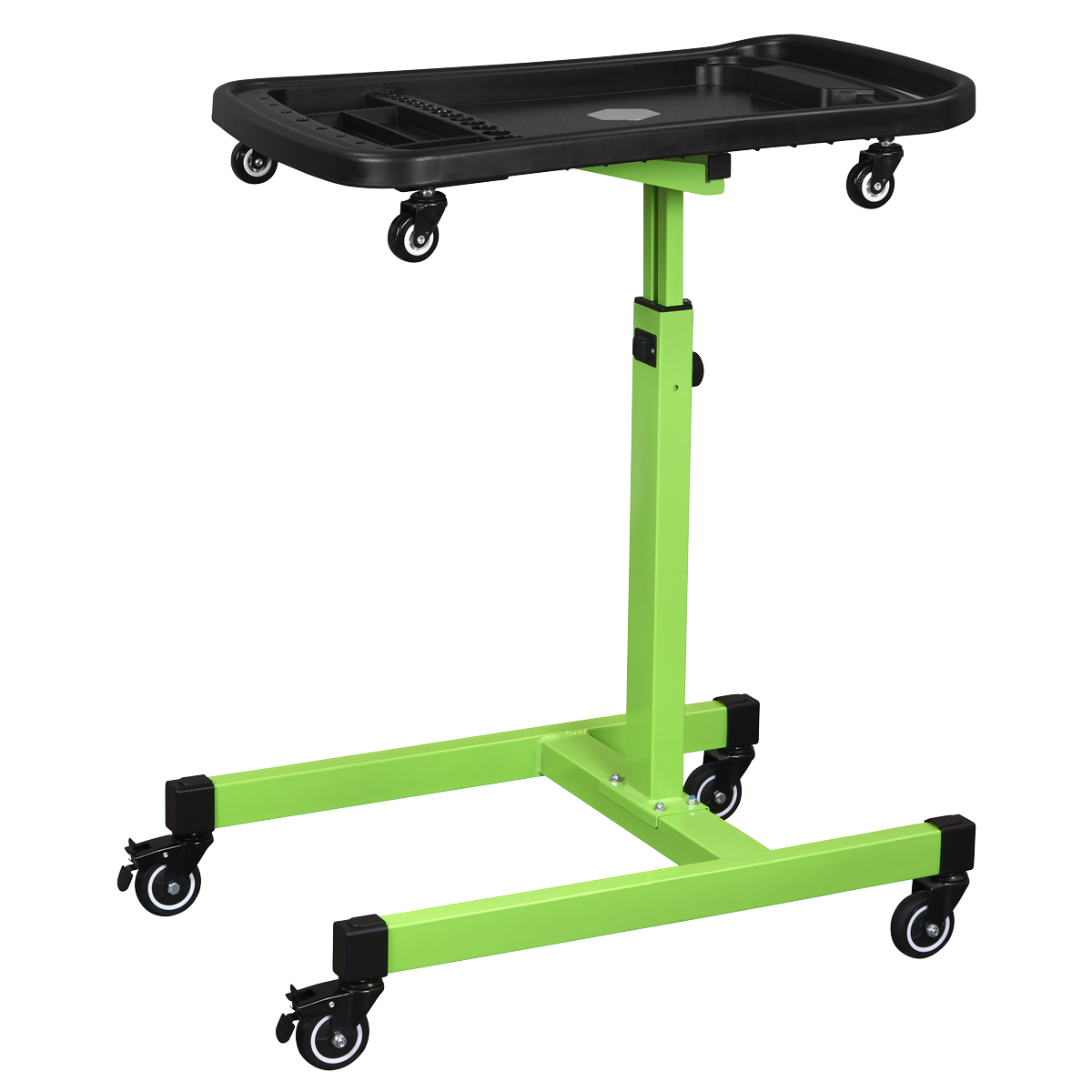Adjustable-Height Mobile Workstation with Removable Top Tray