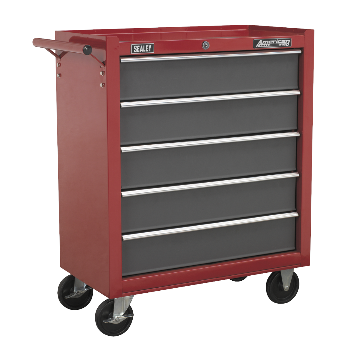 American PRO® Rollcab 5 Drawer - Red/Grey