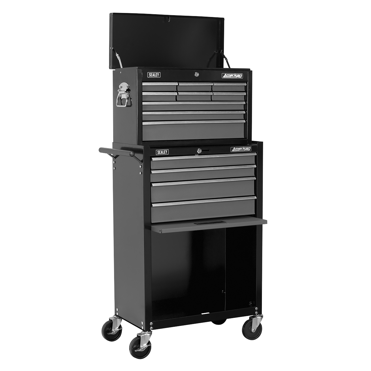 American PRO® Topchest & Rollcab Combination 13 Drawer - Black/Grey