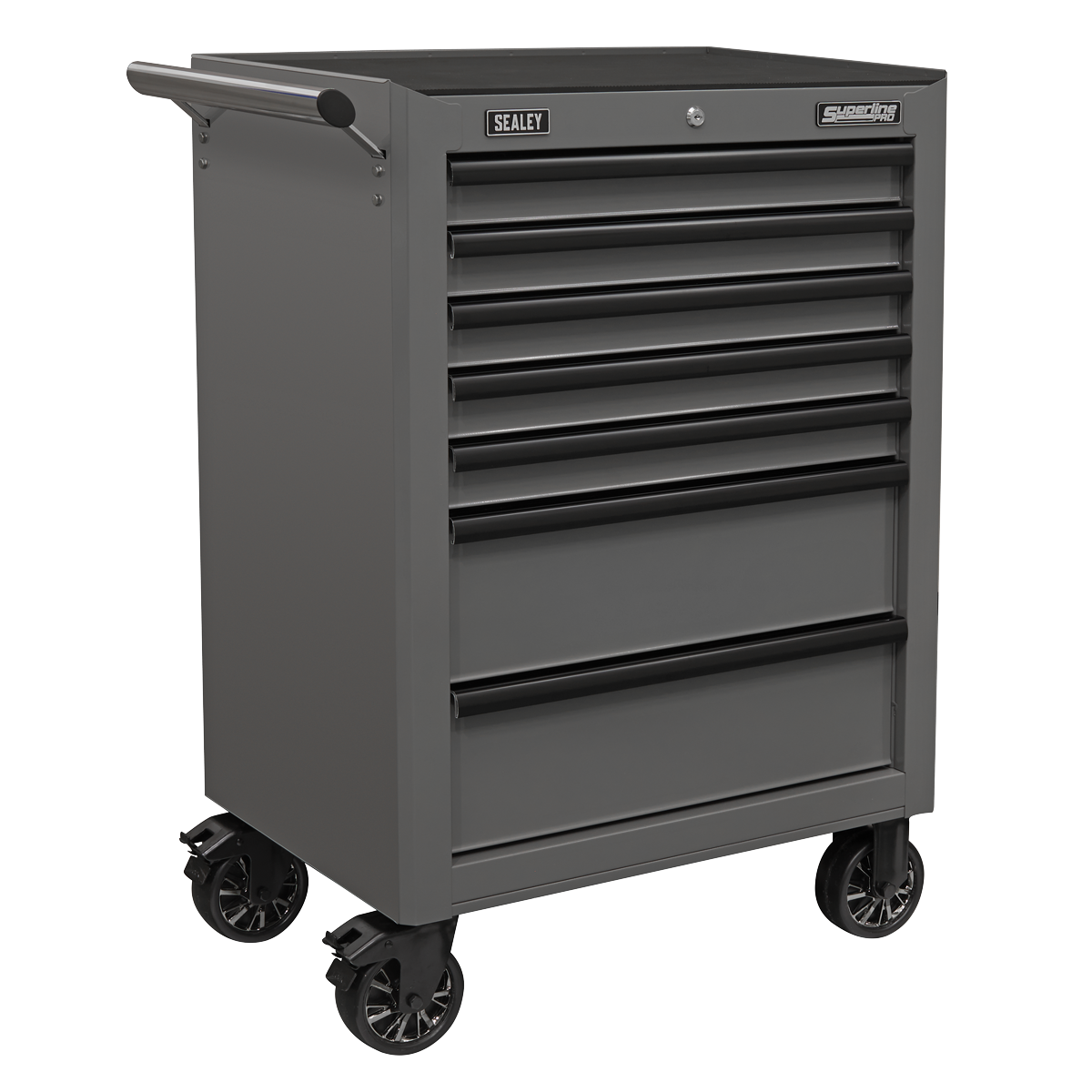Superline PRO® Rollcab 7 Drawer - Grey/Black