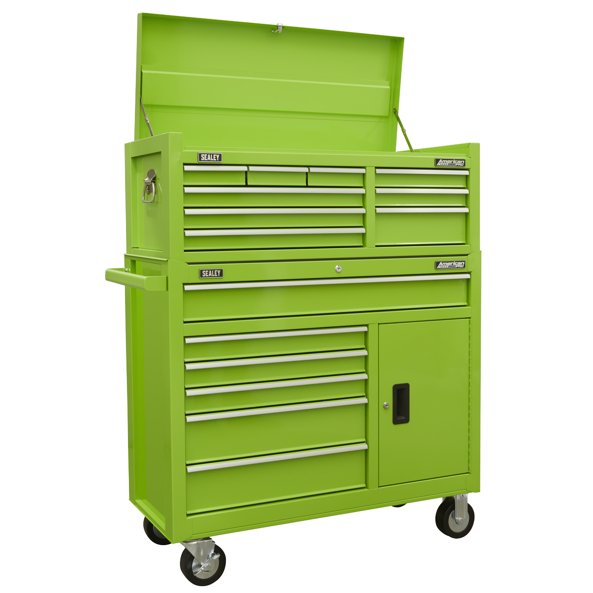 American PRO® Topchest & Rollcab Combination 15 Drawer - Green