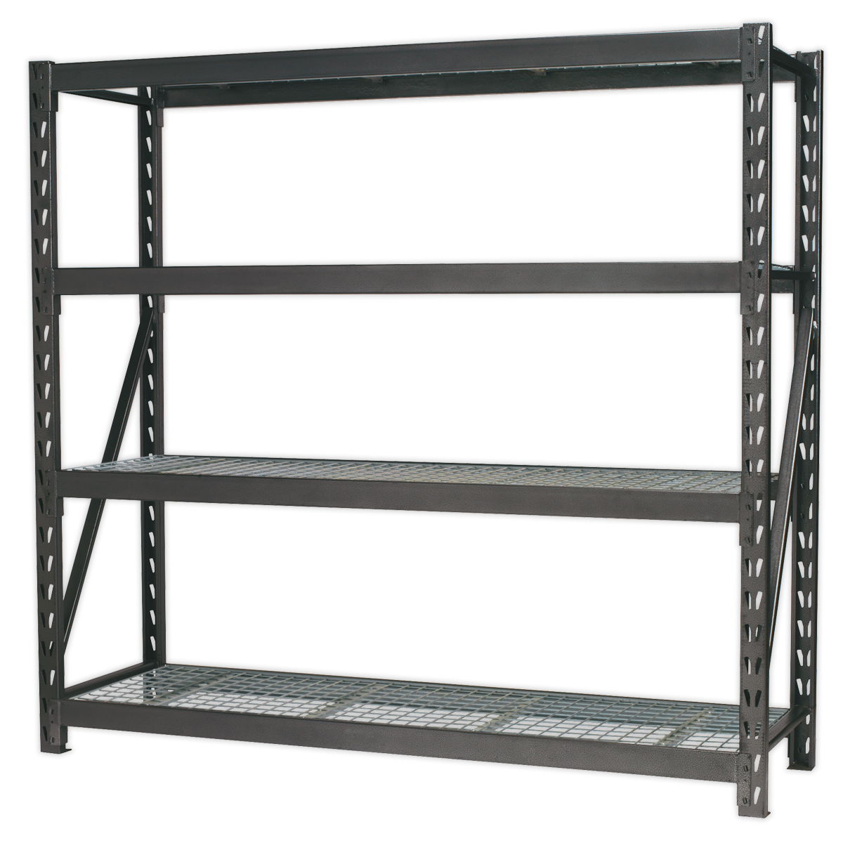 Heavy-Duty Racking Unit with 4 Mesh Shelves 640kg Capacity Per Level