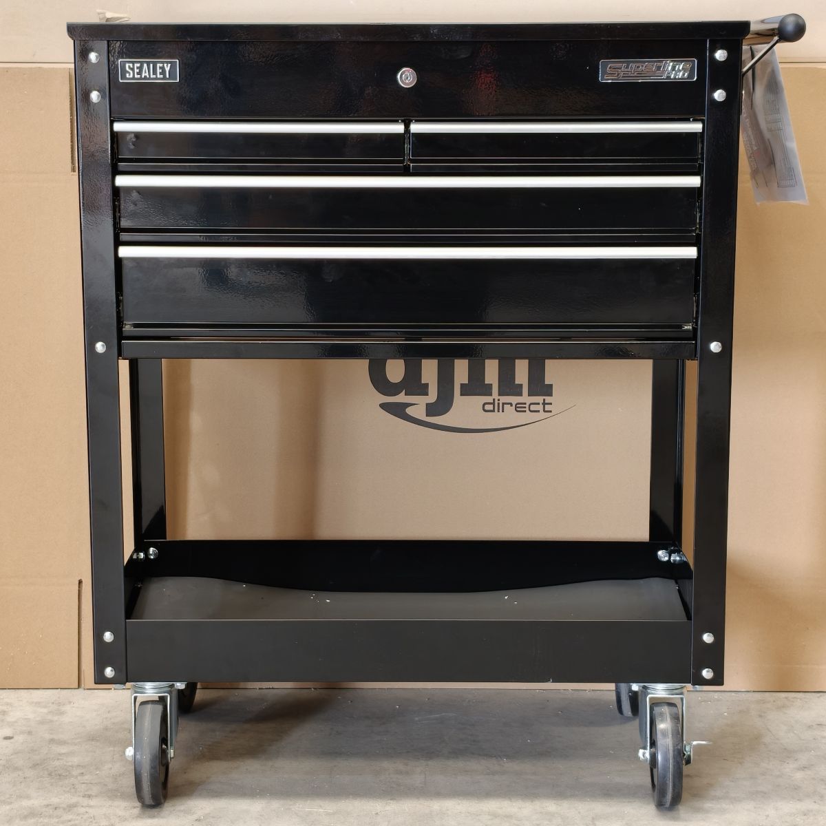 Superline PRO® Heavy-Duty Mobile Tool & Parts Trolley, 4 Drawer, Black (AP850MB) (Factory Refurbished C)
