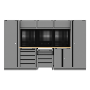 Superline PRO® Black Edition Storage System with Rubber Wood Worktop 3.24m