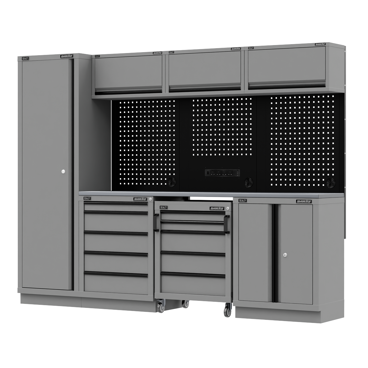 Superline PRO® Black Edition Storage System with Stainless Worktop 2.64m