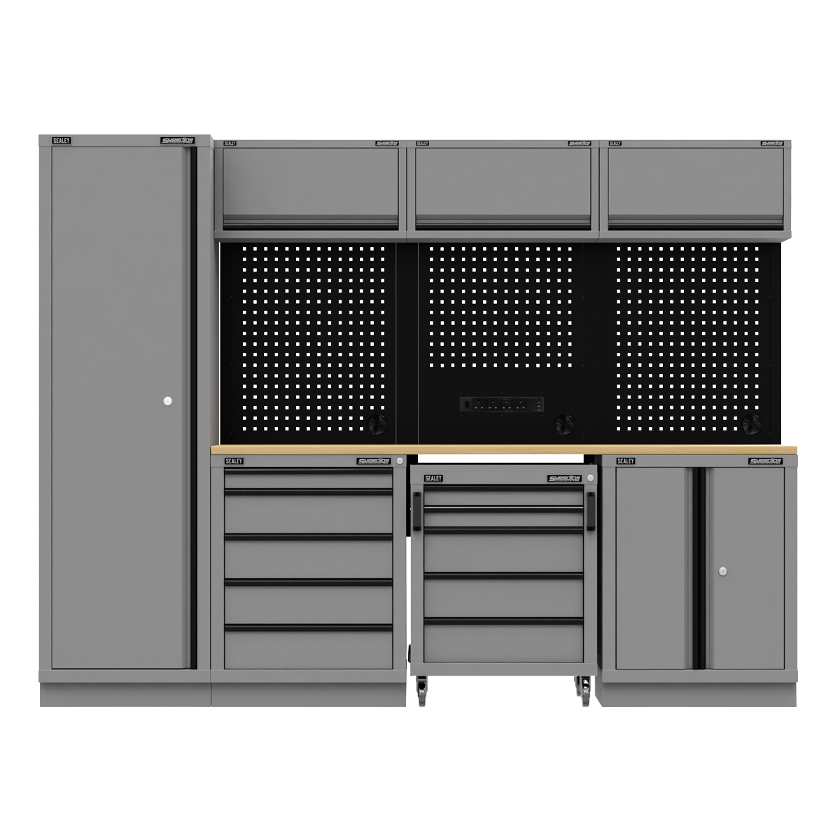 Superline PRO® Black Edition Storage System with Rubber Wood Worktop 2.64m