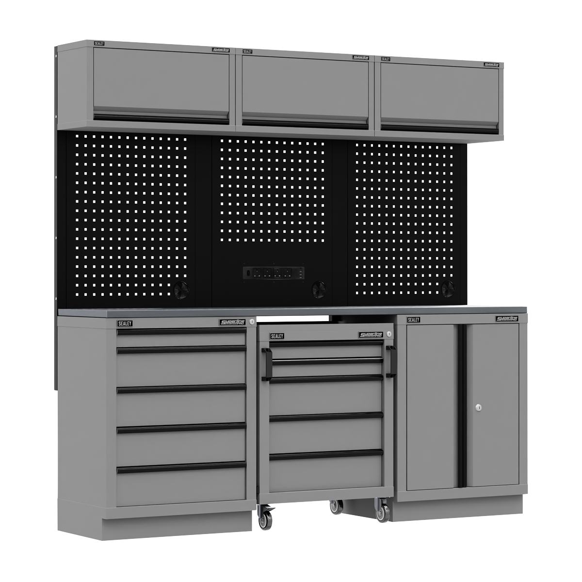 Superline PRO® Black Edition Storage System with Stainless Worktop 2.04m