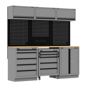 Superline PRO® Black Edition Storage System with Rubber Wood Worktop 2.04m