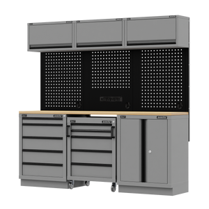 Superline PRO® Black Edition Storage System with Rubber Wood Worktop 2.04m