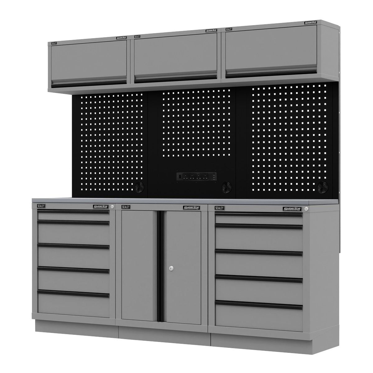 Superline PRO® Black Edition Storage System with Stainless Worktop 2.04m