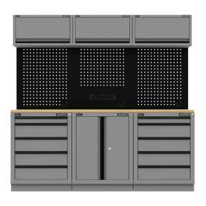 Superline PRO® Black Edition Storage System with Rubber Wood Worktop 2.04m