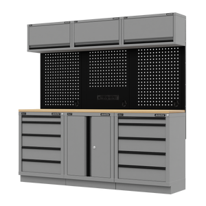 Superline PRO® Black Edition Storage System with Rubber Wood Worktop 2.04m